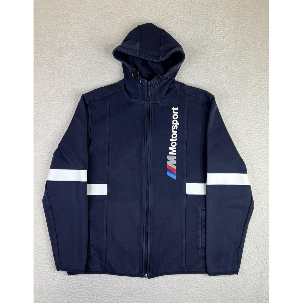 Puma BMW M Motorsport Hoodie Mens XL Blue Full Zip Racing Sweatshirt 576652-04